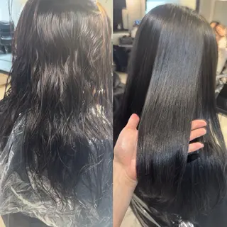 ロング カラー パーマ ヘアアレンジ 透明感/オリーブ/ グレージュ/YUKAのヘアスタイル