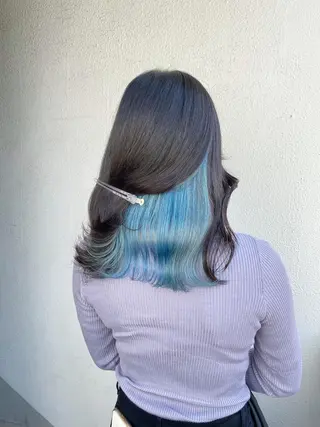 セミロング カラー エフェクトブリーチ 🌟前澤啓太朗のヘアスタイル