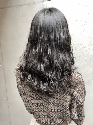 セミロング カラー パーマ akane/ベージュ /オリーブ/ブラウンのヘアスタイル