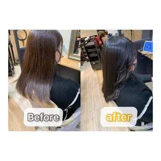 セミロング カラー 艶髪レイヤー上田 紗也🇰🇷💗のヘアスタイル