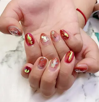 ロング カラー ネイル Q Free nailsのネイルデザイン