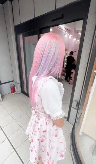 セミロング カラー ❄️💛エクステ ブリーチ❄️yukiのヘアスタイル