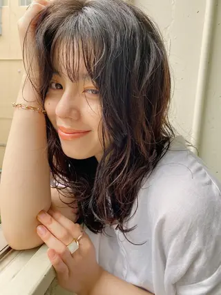 ミディアム パーマ クロエ新宿所属・❏アンニュイパーマ 川原畑 拓也❏のヘアスタイル