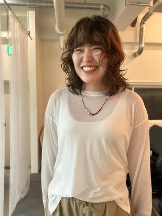 ミディアム パーマ 原 瑞希のヘアスタイル