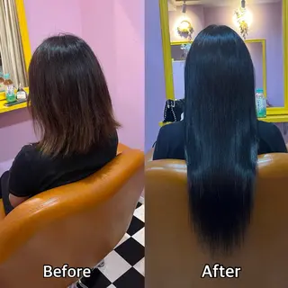 ロング シール＋ちび編み込み エクステ梅田🐨のヘアスタイル