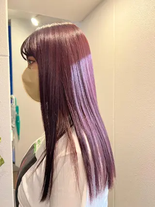 セミロング カラー ハイトーン&髪質改善 ＆韓国エクステ🤎のヘアスタイル