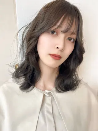 ミディアム 前髪&顔周りカット/ 韓国レイヤー/シバタのヘアスタイル