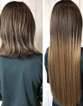 セミロング カラー パーマ ヘアアレンジ チビ編み込みエクステ シールEXどぅ〜すのヘアスタイル