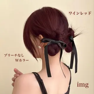 セミロング カラー ヘアアレンジ ❣️ブリーチなし暖色 ayu❣️のヘアスタイル