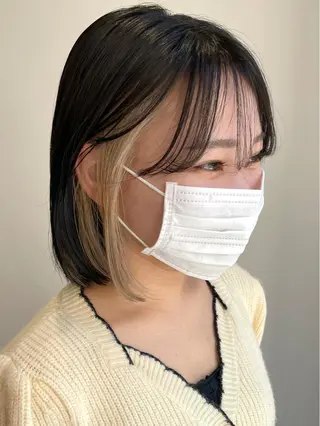 カラー 切りっぱなしボブイヤ リングカラー清水隆央のヘアスタイル