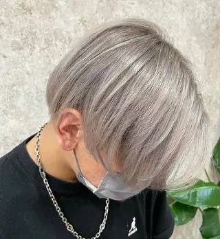 メンズ カラー ショート Luisハイライト　 喜連瓜破、髪質改善のヘアスタイル