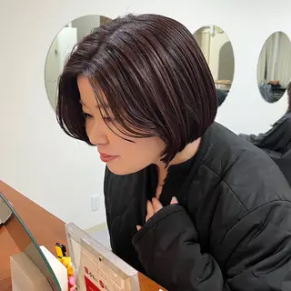 ショート カラー ボブ/透明感カラー /坂口恵梨子のヘアスタイル