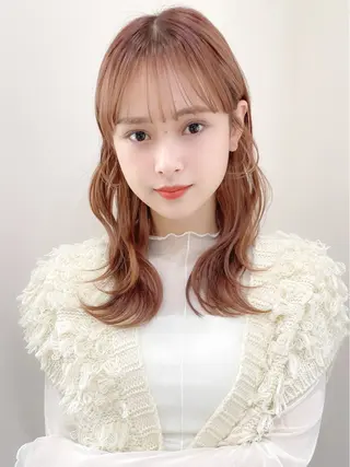 ミディアム カラー ミディアム/顔周り/ ベージュ🌼mayuのヘアスタイル