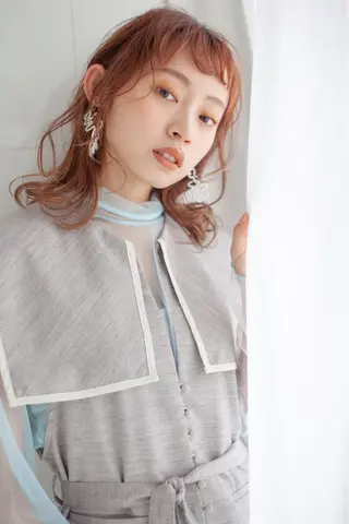 ミディアム パーマ 似合わせカット 田島智美のヘアスタイル