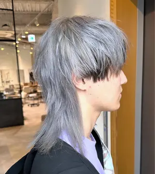 カラー メンズ 大阪ウルフカット ハッシュカットのヘアスタイル