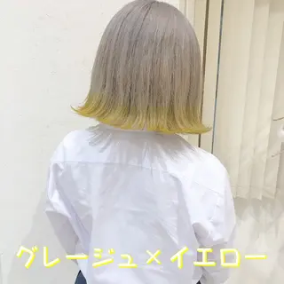 ミディアム カラー パーマ ヘアアレンジ ハイトーン特化🤍 浦住のヘアスタイル