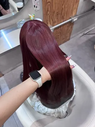 ロング カラー ハイトーン縮毛/暖色 なーな🎀🤍のヘアスタイル