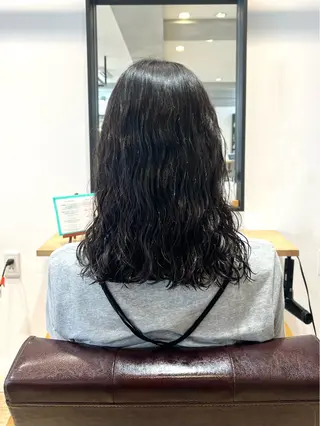 ミディアム パーマ 地毛風ストレート ミニボブ🌷江梨🍎のヘアスタイル