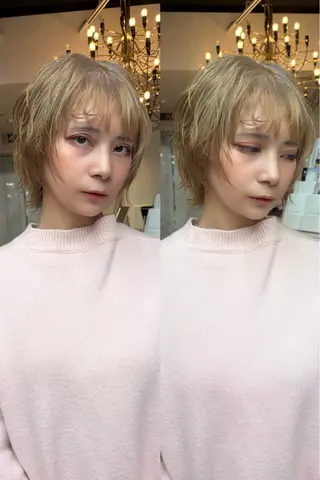 ショート カラー 藤原快斗/レイヤー /ウルフ/ハイトーンのヘアスタイル