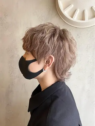 ショート カラー メンズ ハル🌸柔色/ ブリーチなし/艶髪のヘアスタイル