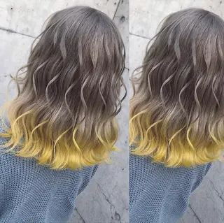 ミディアム カラー ヘアアレンジ 韓国レイヤーカット/ 儚げカラーチナツのヘアスタイル