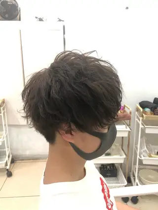 ショート パーマ メンズ 髪質改善× ハイライト溝江のヘアスタイル