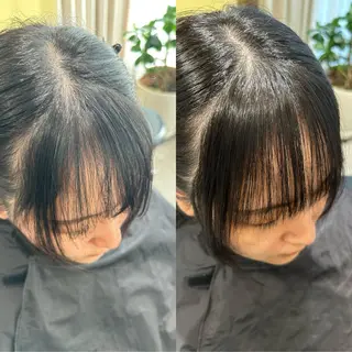 セミロング パーマ hub hair レイヤー/透明感のヘアスタイル