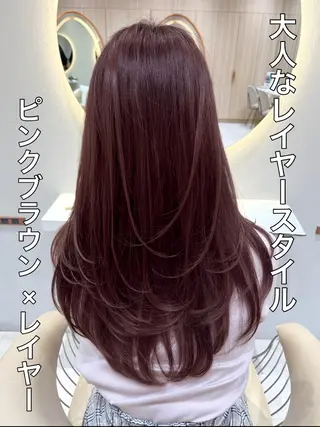 ロング カラー レイヤー/韓国 ハイトーン興津史弥のヘアスタイル