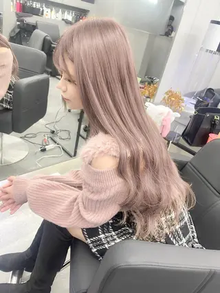 ロング 紺エクステ デザインカラーのヘアスタイル