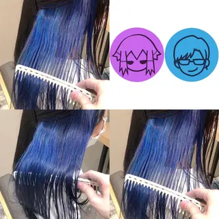 セミロング カラー 推しカラー✨ オタク美容師ユウカのヘアスタイル