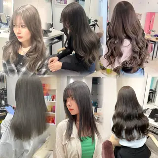 セミロング カラー ハッシュカット レイヤー池袋のヘアスタイル