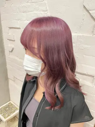 セミロング カラー ヘアアレンジ 【ピンク/韓国ヘア/ ヘアセット】亜海のヘアスタイル