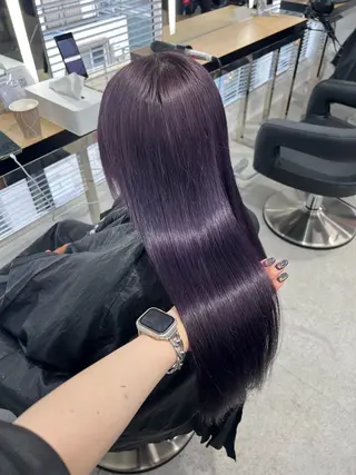 ロング カラー 暗髪🩶ラベンダー/ ブルー/ユウナ🤍のヘアスタイル