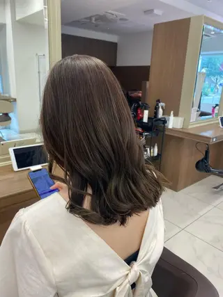 セミロング カラー 長妻莉央/縮毛矯正 髪質改善カラーのヘアスタイル