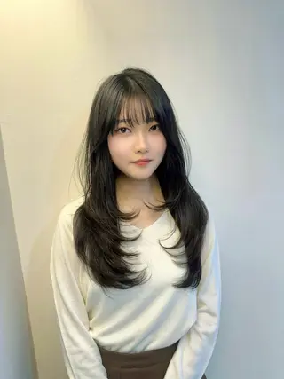 セミロング カラー 心斎橋/縮毛矯正 /艶髪カラーのヘアスタイル