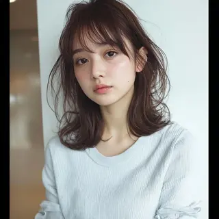 セミロング 韓国レイヤーカット✨ 縮毛矯正　原田 優作のヘアスタイル