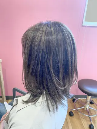 ミディアム カラー ブリーチなしWカラー /酸性ストレート河本のヘアスタイル