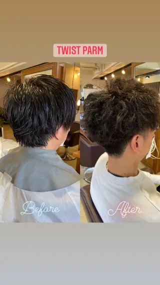 ショート パーマ ヘアアレンジ メンズ アイブロウ SALOWIN京都河原町Suite店所属・外国人風レイヤー/ ハイトーンSHUのヘアスタイル