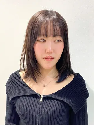 ミディアム カラー 髪質改善絹髪質感TR レイヤーカット/熊澤のヘアスタイル