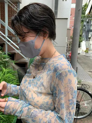 ショート カラー パーマ ボブパーマコテ巻き風 パーマNo1深江秀平のヘアスタイル