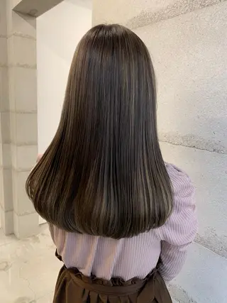 セミロング カラー 透明感/オリーブ/ グレージュ/YUKAのヘアスタイル