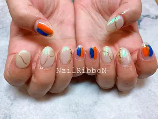 ネイル ネイルリボン 受付スタッフのネイルデザイン