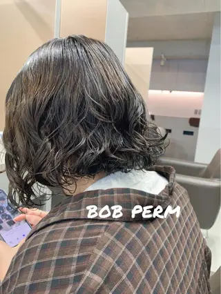 ミディアム パーマ ボブパーマコテ巻き風 パーマNo1深江秀平のヘアスタイル
