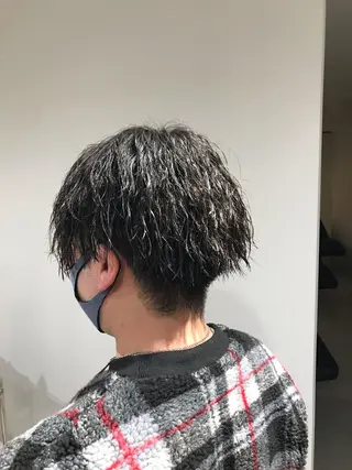 パーマ メンズ 暖色カラー🍊 ボブ🌿顔周りcutのヘアスタイル