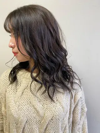 ミディアム カラー hair &eye LAWE.店長のヘアスタイル
