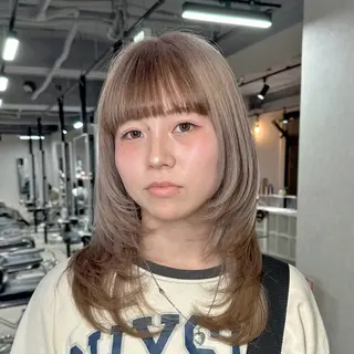 セミロング 艶髪カラー/レイヤ ー支持No.1renのヘアスタイル