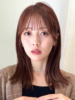 ミディアム カラー OAK 学芸大学所属・秋葉萌　透明感カラー /レイヤー/ボブ♡のヘアスタイル