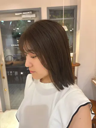 セミロング カラー 🎀調布仙川透明感オ リーブカラー干莉🎀のヘアスタイル