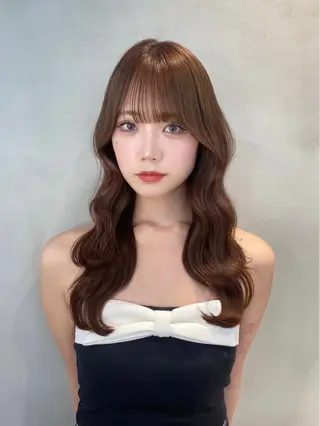 セミロング カラー レイヤー/暖色カラー /パーマ/落合 歩夢のヘアスタイル