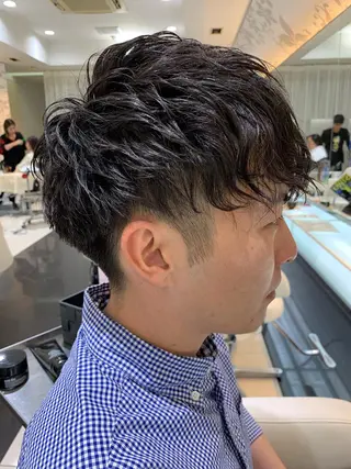 ショート パーマ メンズ 赤み消しカラー /透明感カラー 上長のヘアスタイル